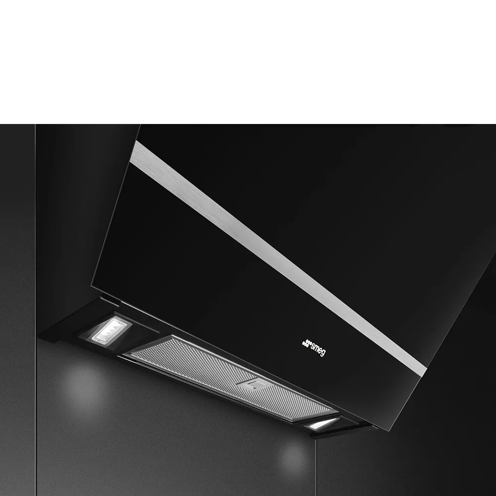 Smeg Üniversal 60 cm Siyah Cam Eğik Duvar Tipi Davlumbaz 5