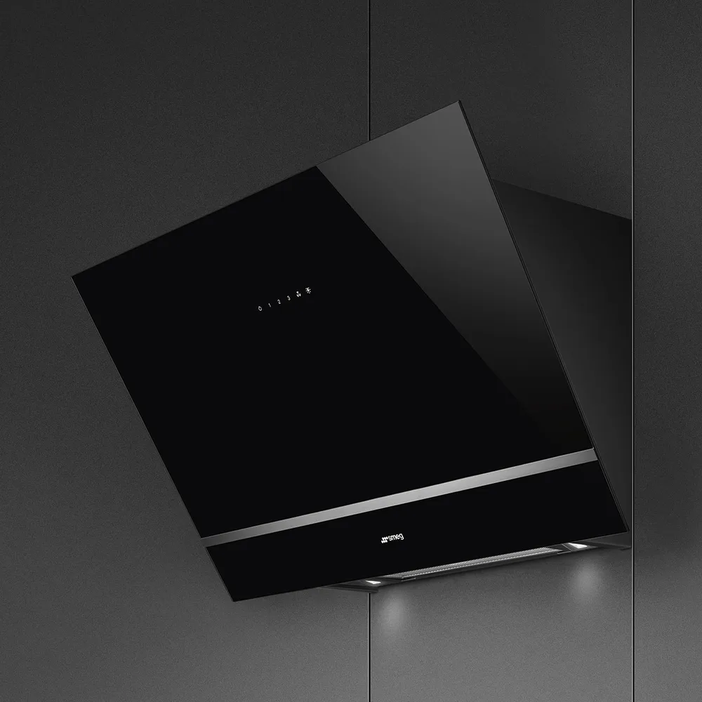 Smeg Üniversal 80 cm Siyah Cam Eğik Duvar Tipi Davlumbaz 4