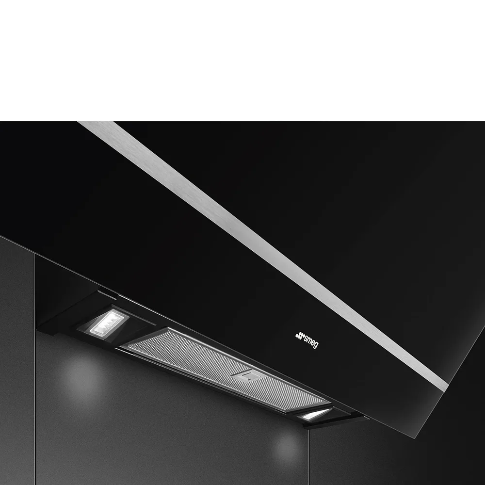 Smeg Üniversal 80 cm Siyah Cam Eğik Duvar Tipi Davlumbaz 5