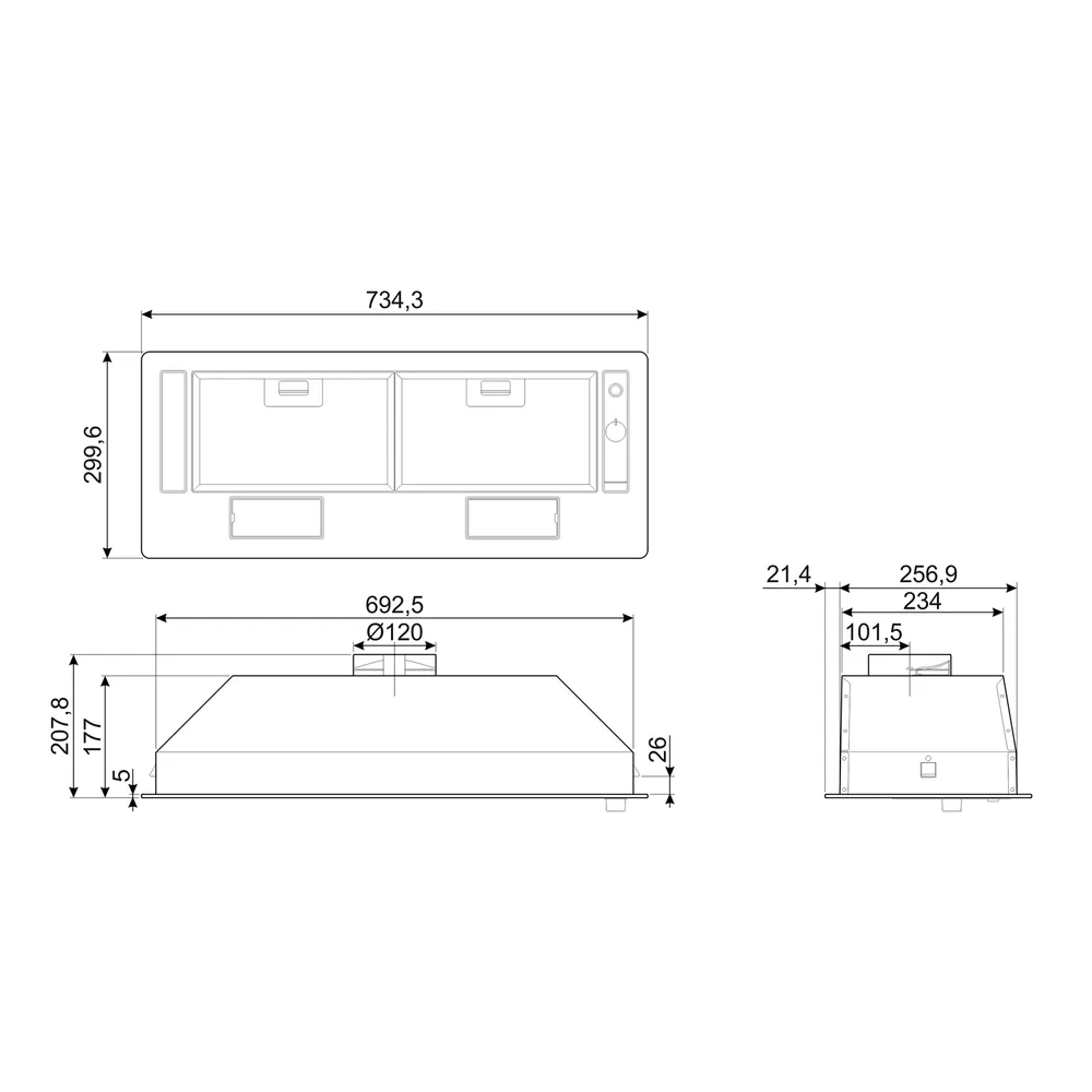 Smeg Üniversal 70 cm Gümüş Gömme Aspiratör 2
