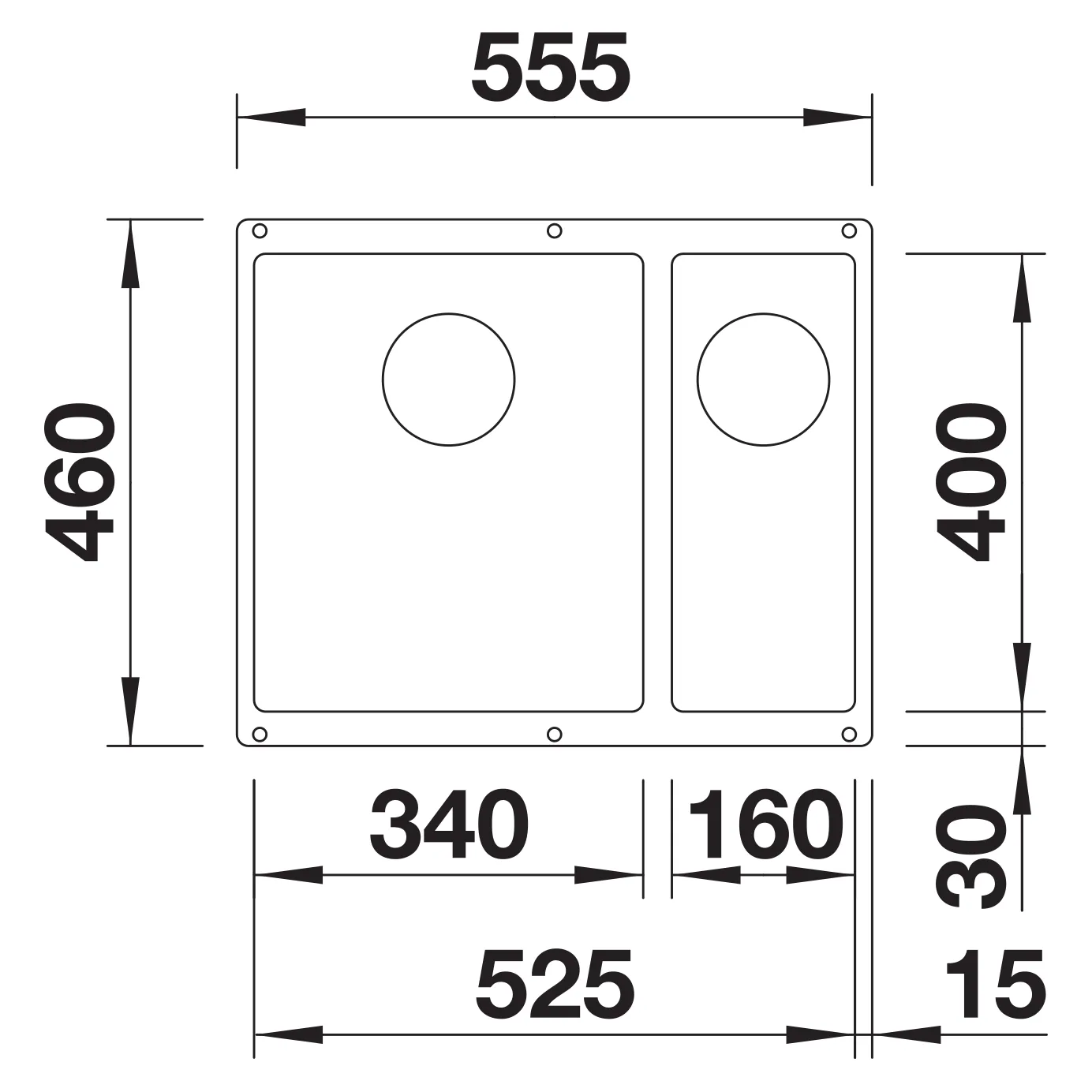 Blanco Subline 340/160-U Sol Hazneli Siyah Granit Eviye 2