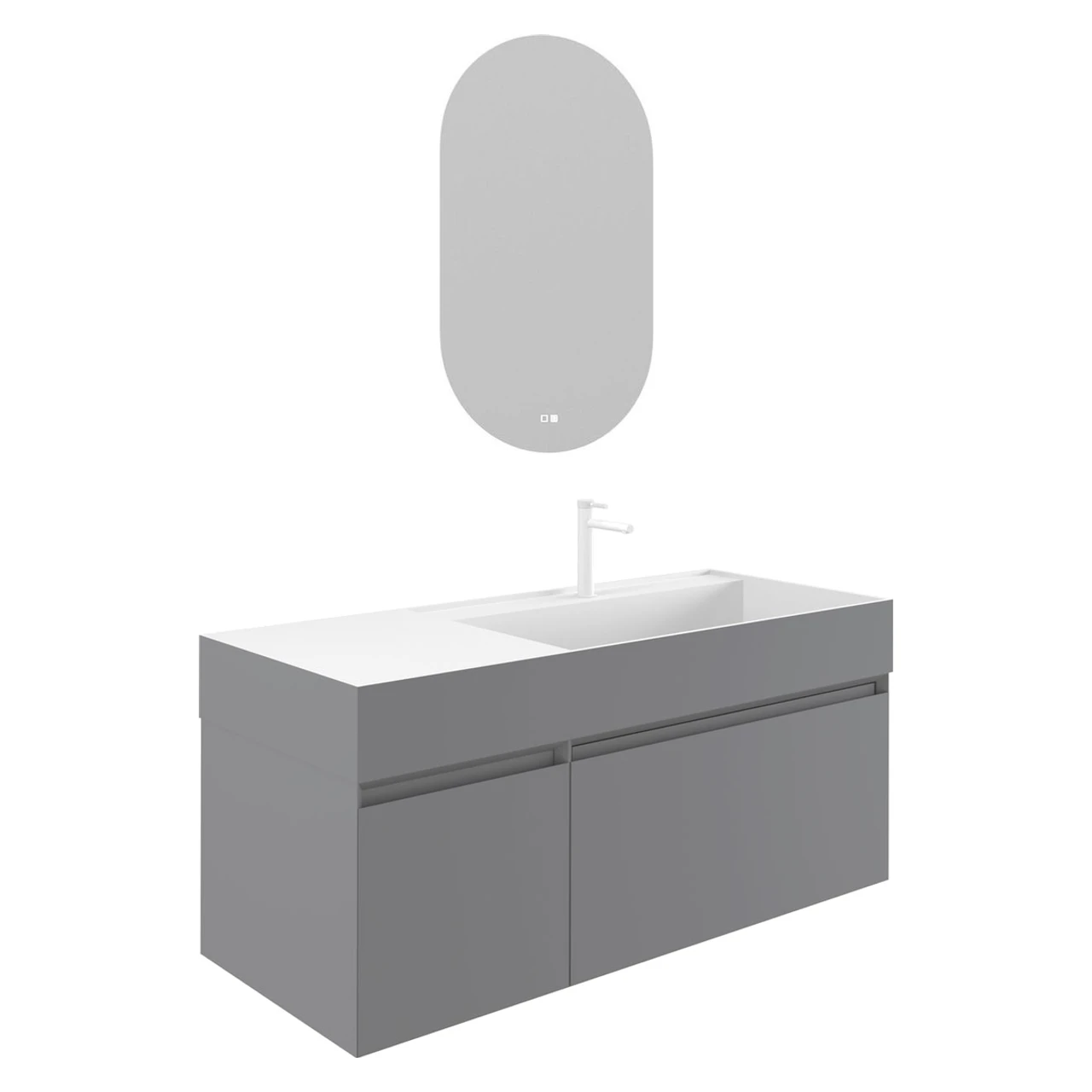Orka Lusso Sağ 120 Cm Mat Gri Banyo Dolabı Takımı - 5007529