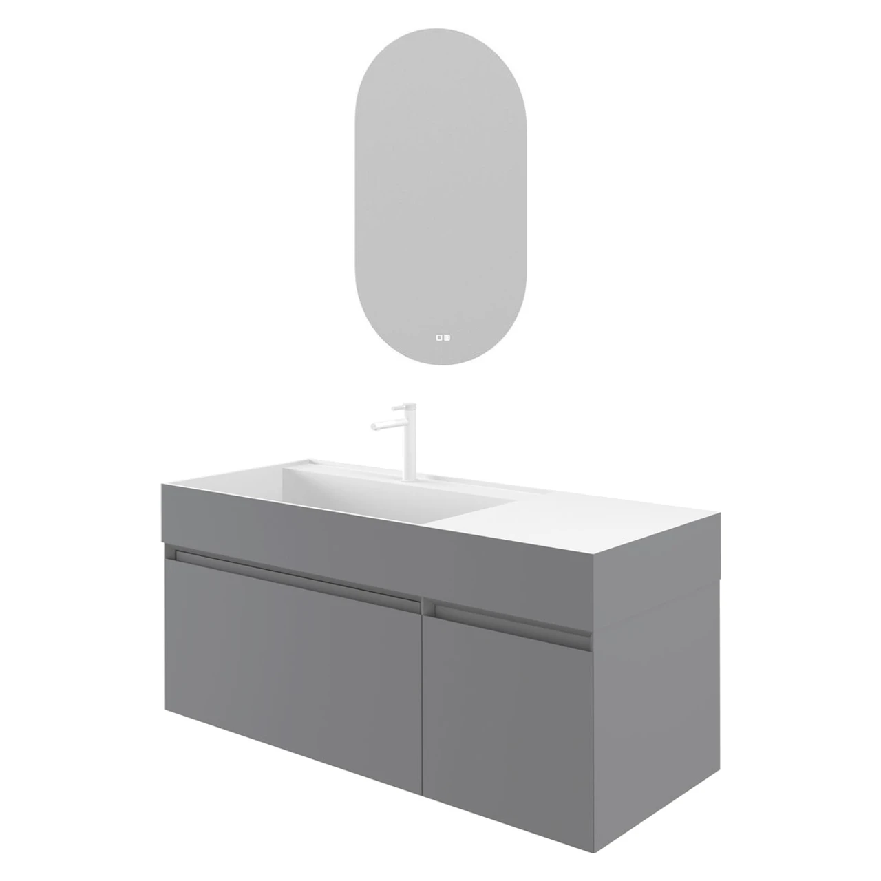 Orka Lusso Sol 120 Cm Mat Gri Banyo Dolabı Takımı - 5005002