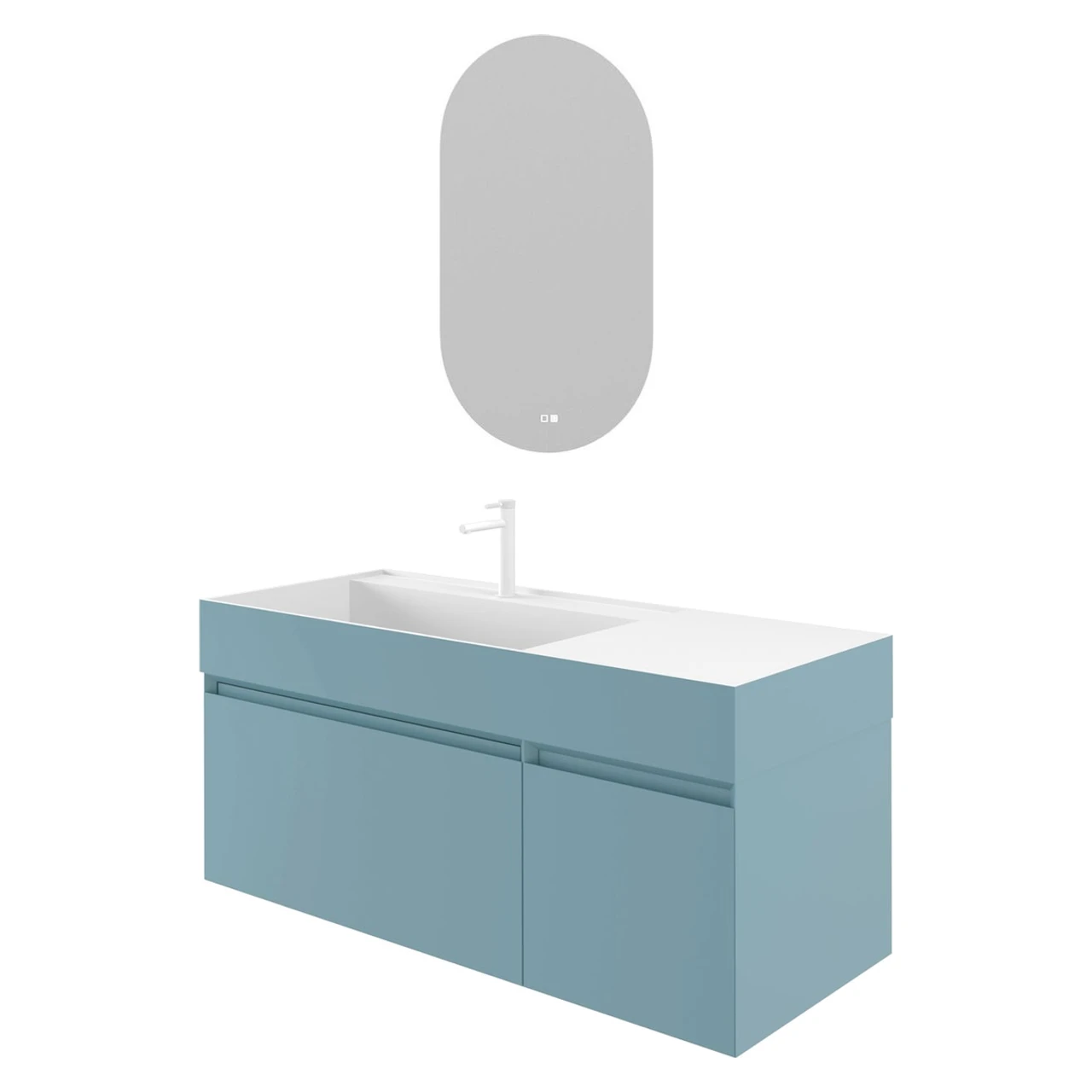 Orka Lusso Sol 120 Cm Mat Mavi Banyo Dolabı Takımı - 5003963