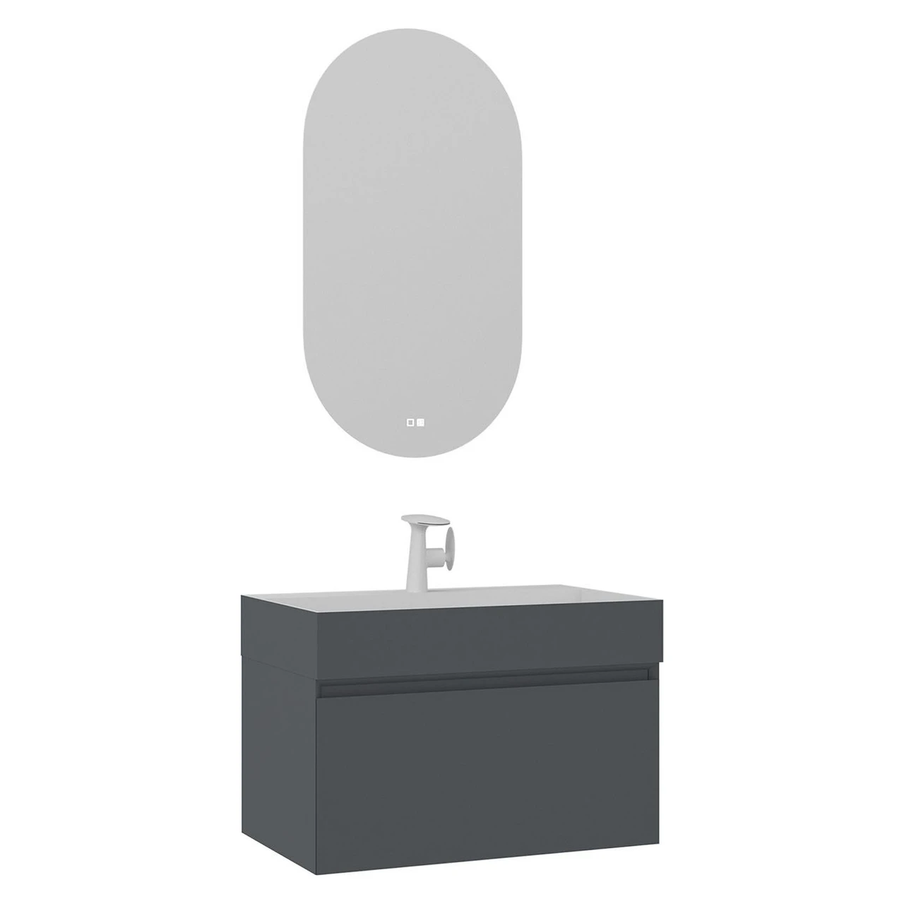 Orka Lusso 80 Cm Mat Antrasit Banyo Dolabı Takımı - 5007519