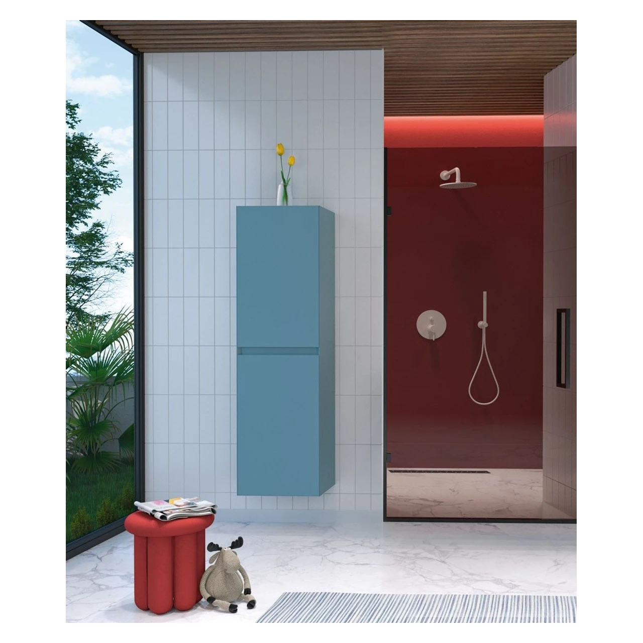 Orka Lusso Sağ 40 Cm Mat Mavi Boy Dolabı - 3005580