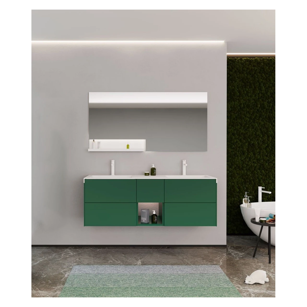 Orka Milano 140 Cm Mat Yeşil Banyo Dolabı Takımı - 5008206 2