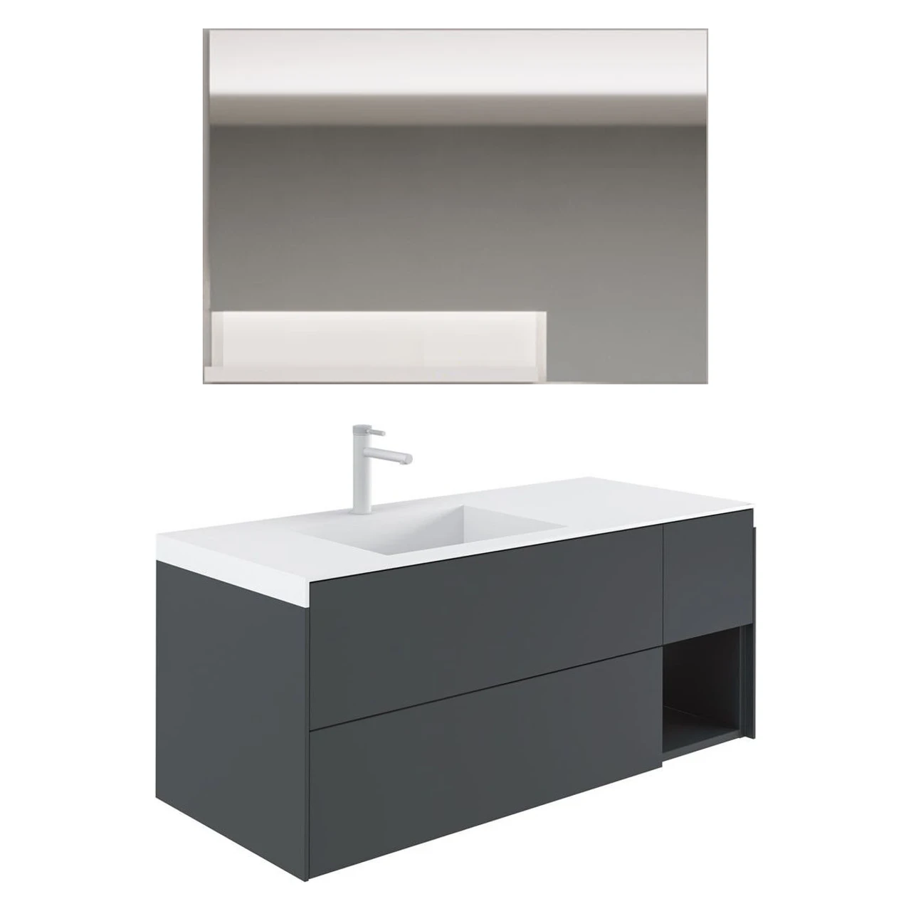 Orka Milano 140 Cm Mat Antrasit Banyo Dolabı Takımı - 5008201