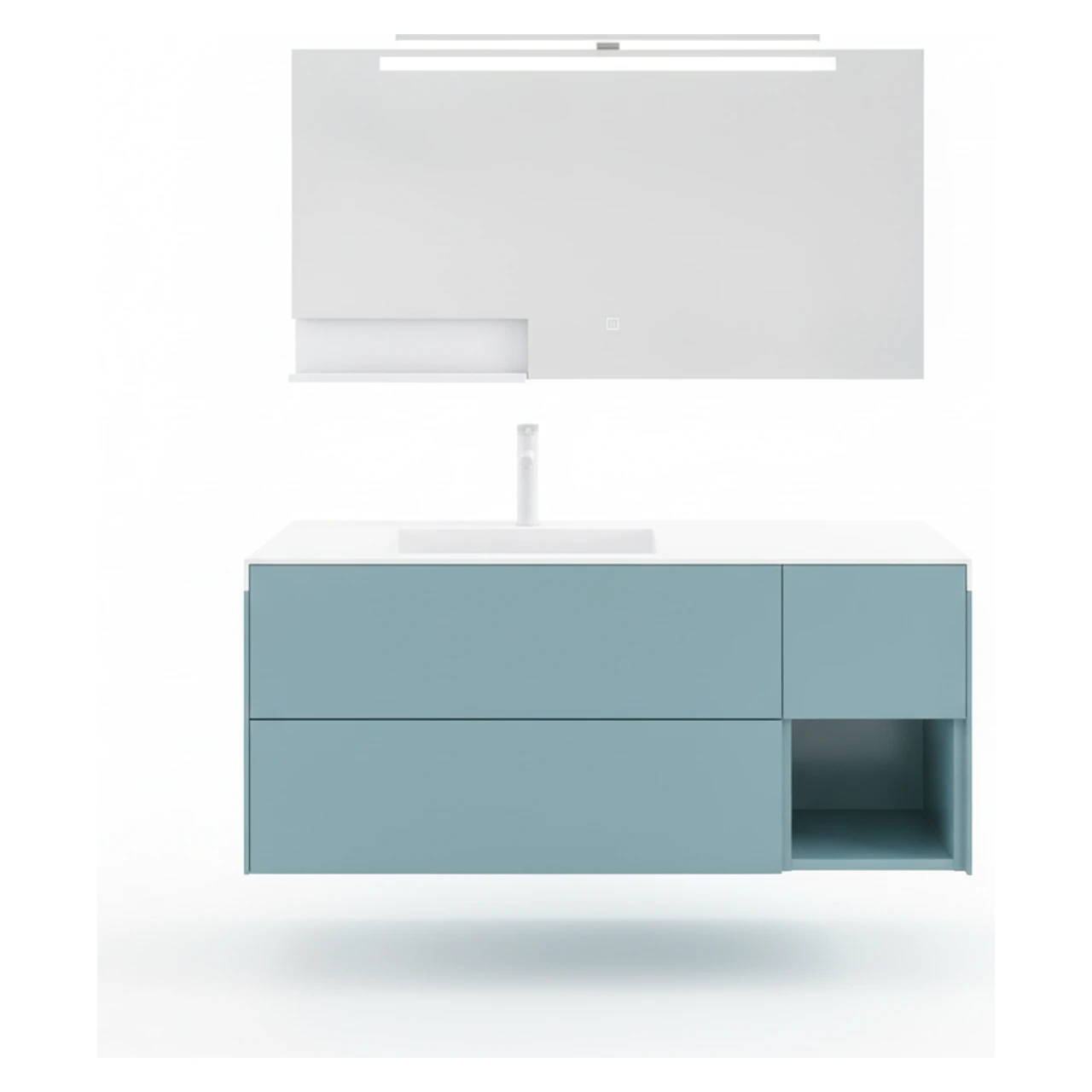 Orka Milano 120 Cm Mat Pasifik Mavi Banyo Dolabı Takımı - 5008198 2