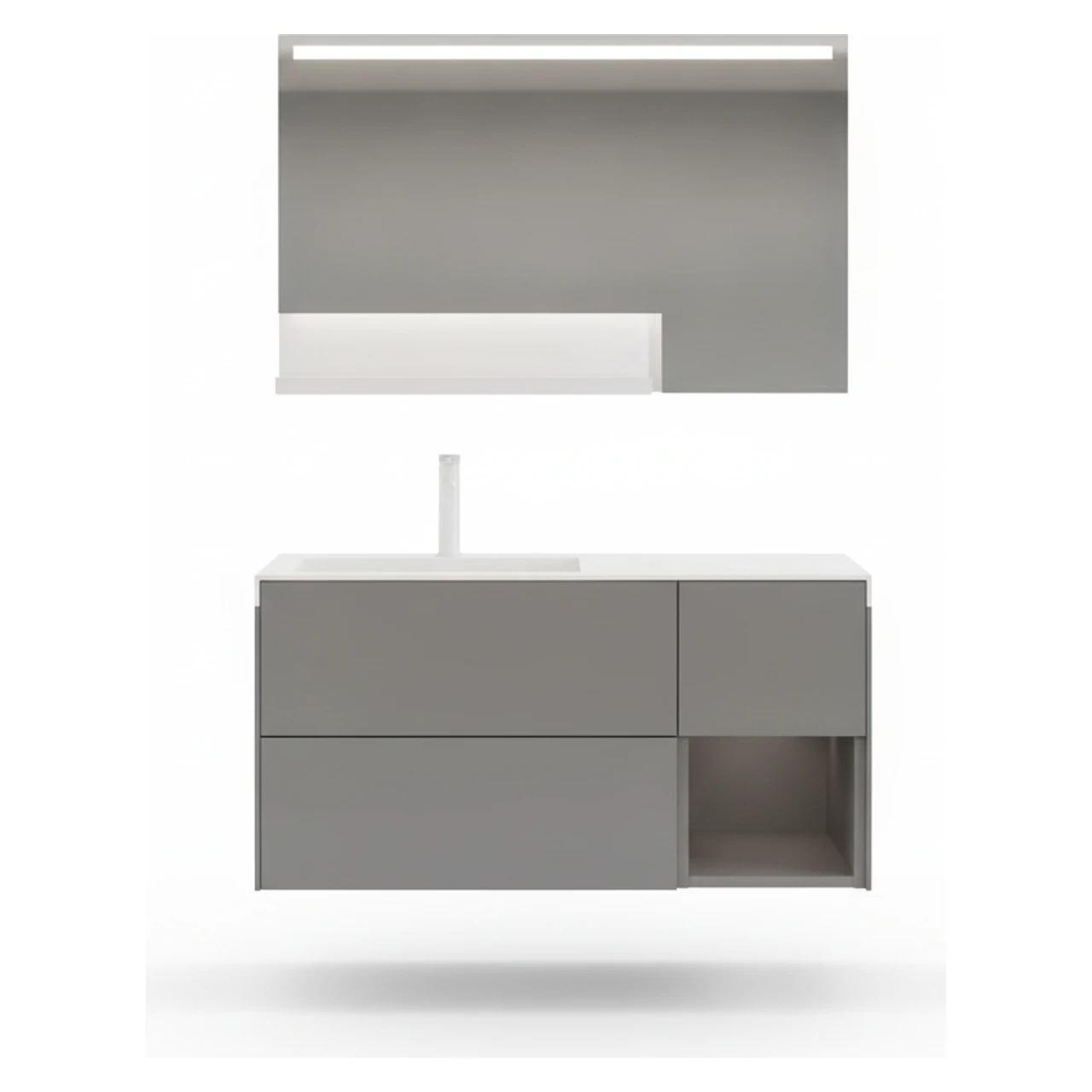Orka Milano 120 Cm Mat Gri Banyo Dolabı Takımı - 5008197 2