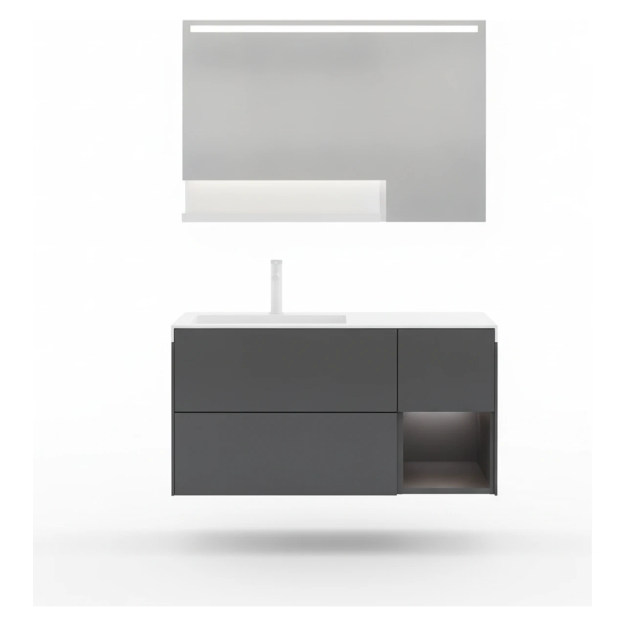 Orka Milano 120 Cm Mat Antrasit Banyo Dolabı Takımı - 5008195 3