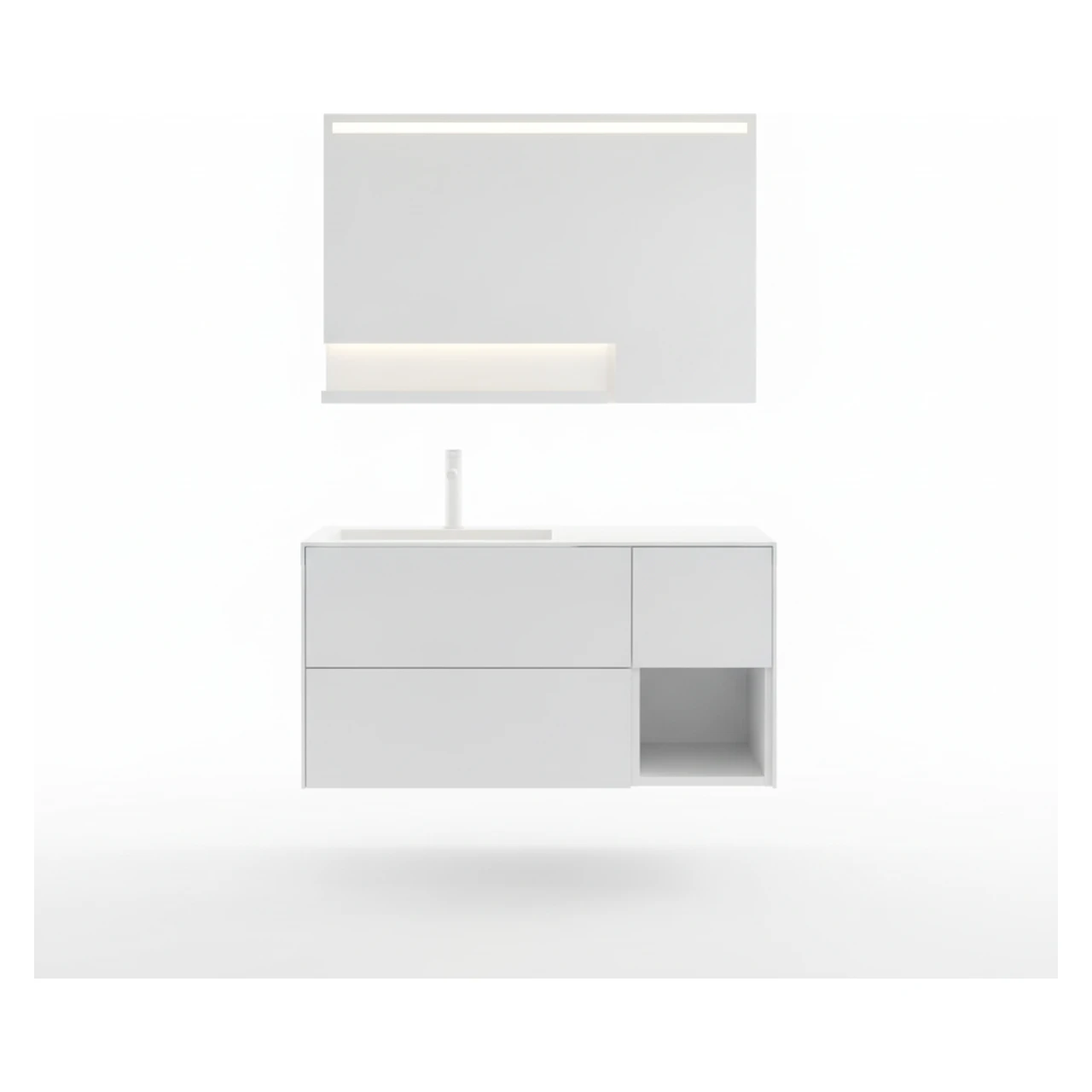 Orka Milano 120 Cm Mat Beyaz Banyo Dolabı Takımı - 5008196 2