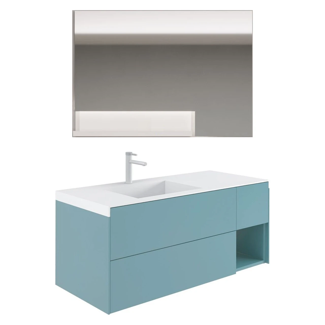 Orka Milano 100 Cm Mat Pasifik Mavi Banyo Dolabı Takımı - 5008192