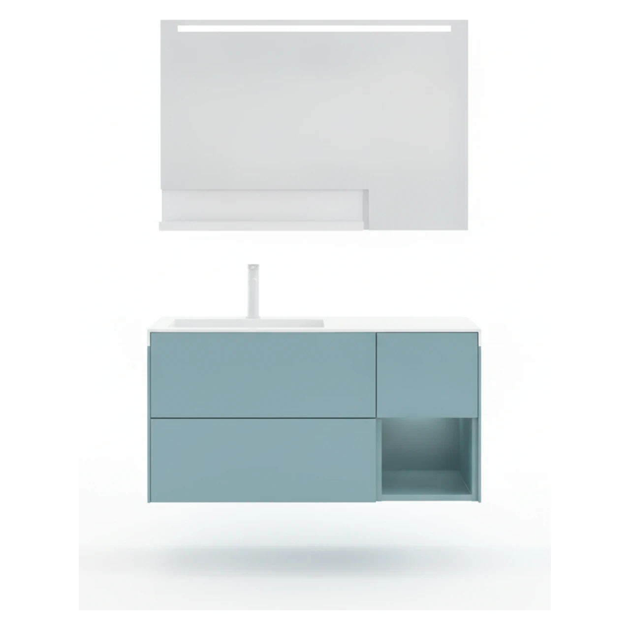 Orka Milano 100 Cm Mat Pasifik Mavi Banyo Dolabı Takımı - 5008192 2