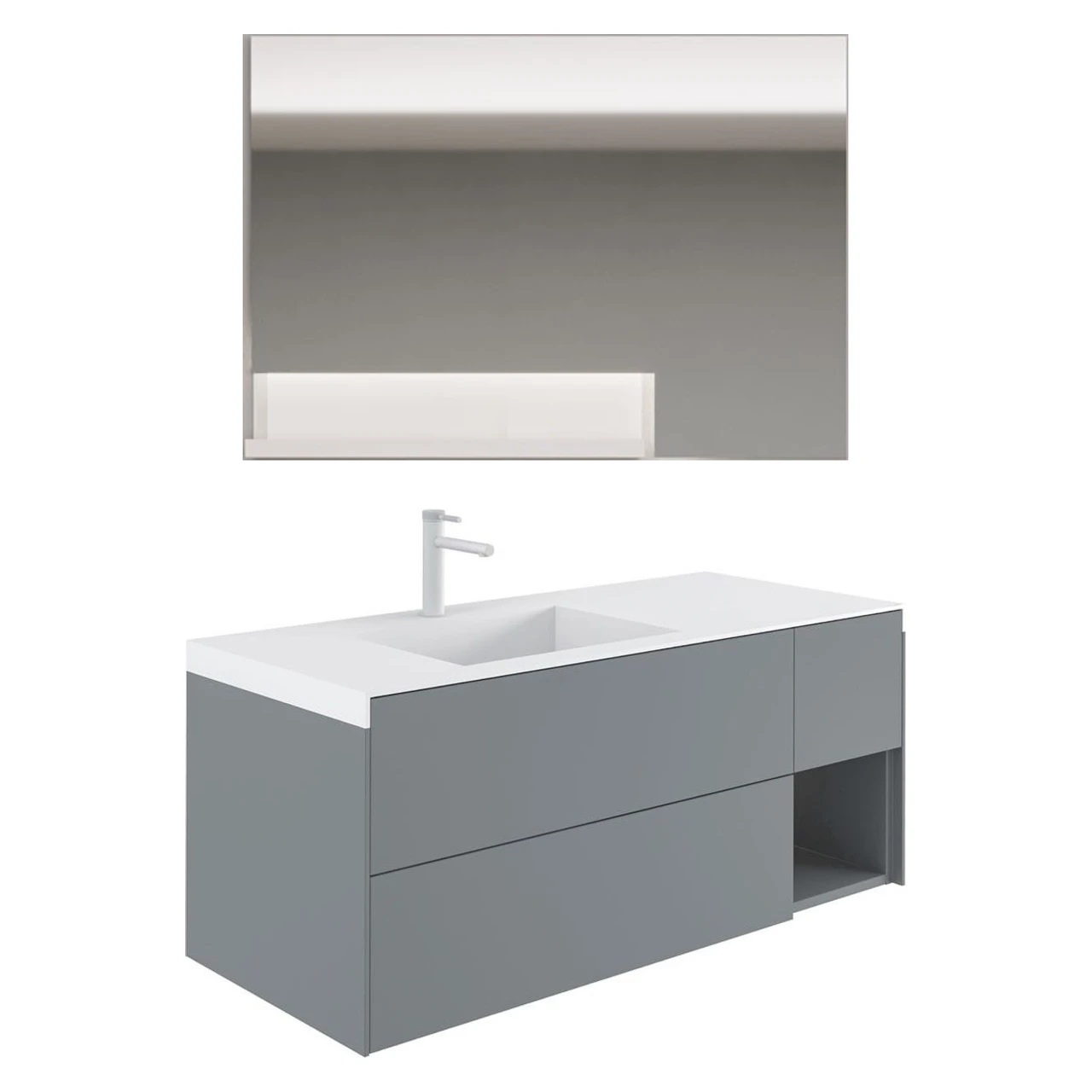 Orka Milano 100 Cm Mat Gri Banyo Dolabı Takımı - 5008191