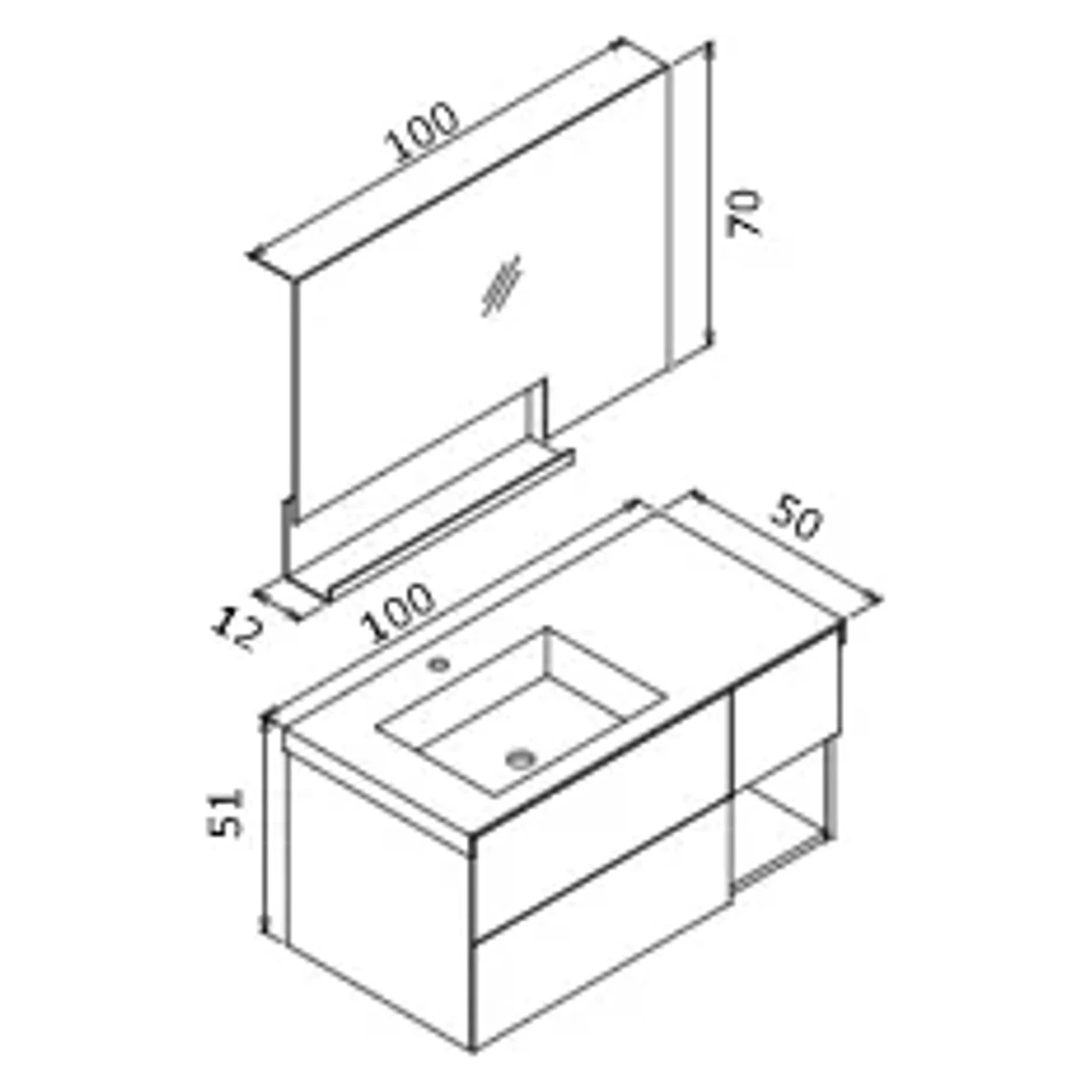 Orka Milano 100 Cm Mat Gri Banyo Dolabı Takımı - 5008191 3