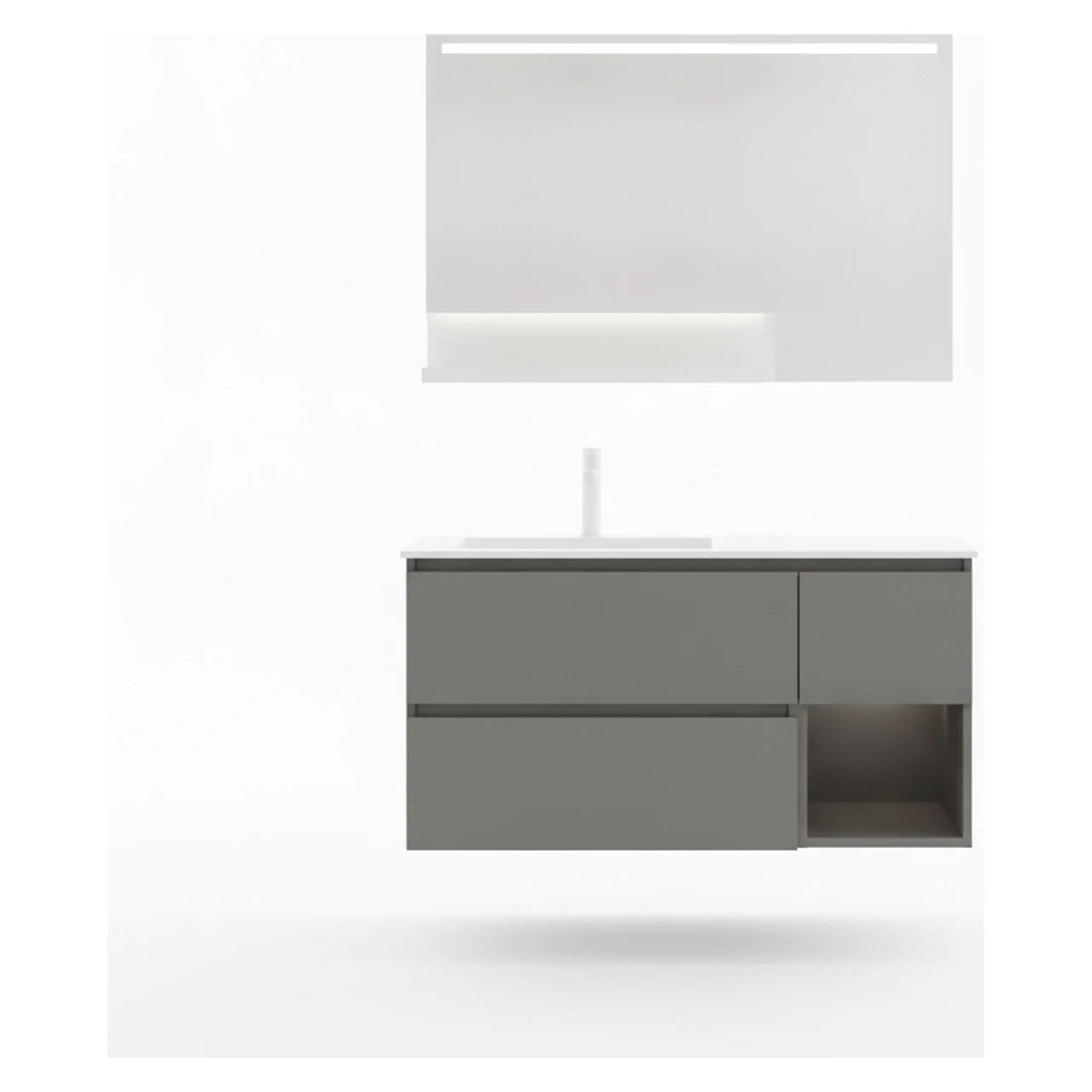 Orka Milano 100 Cm Mat Gri Banyo Dolabı Takımı - 5008191 2