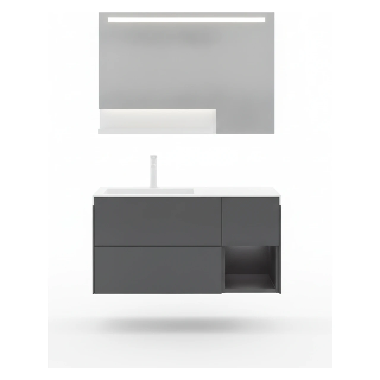 Orka Milano 100 Cm Mat Antrasit Banyo Dolabı Takımı - 5008189 3
