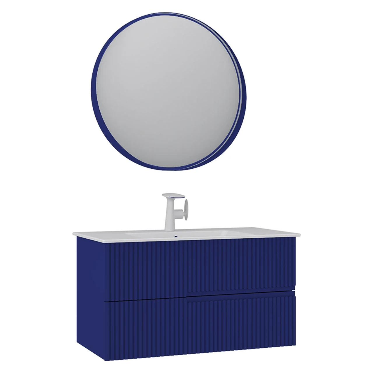 Orka Moonlight 90 Cm Mat Lacivert Banyo Dolabı Takımı - 5003389