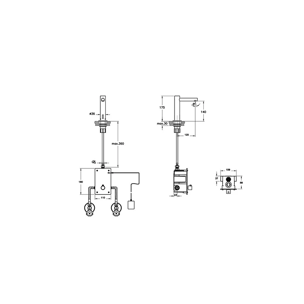 Vitra Aquasee Origin Temassız Elektrikli Çift Su Girişli Tezgah Üzeri Lavabo Bataryası A47213 2