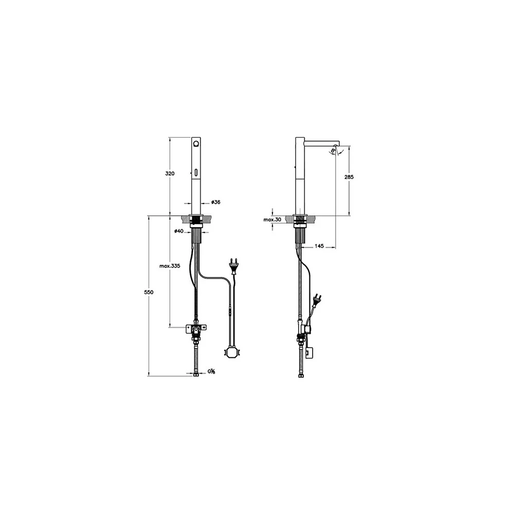 Vitra Aquasee Origin Temassız Elektrikli Tek Su Girişli Yüksek Lavabo Bataryası A47223 2