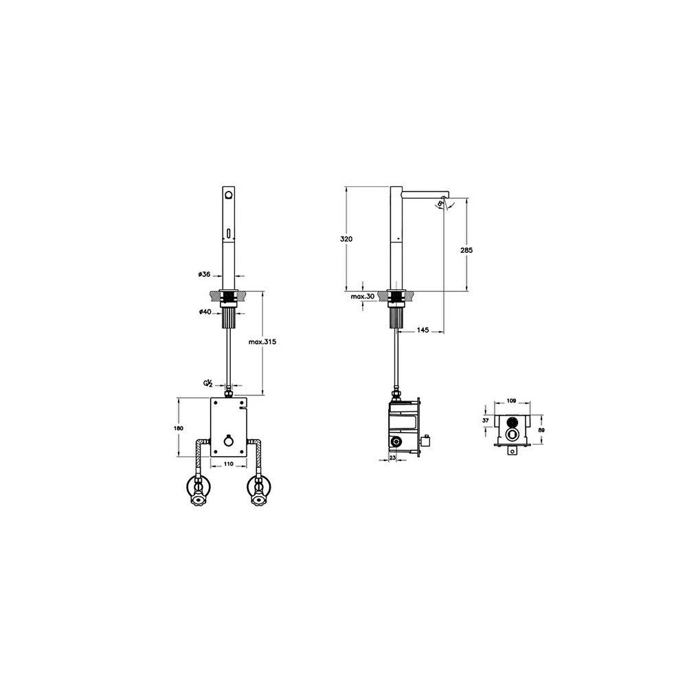 Vitra Aquasee Origin Temassız Pilli Çift Su Girişli Mat Siyah Yüksek Lavabo Bataryası A4722236WTC 2