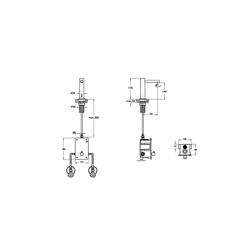 Vitra Aquasee Origin Temassız Pilli Çift Su Girişli Tezgah Üzeri Lavabo Bataryası A47214 2