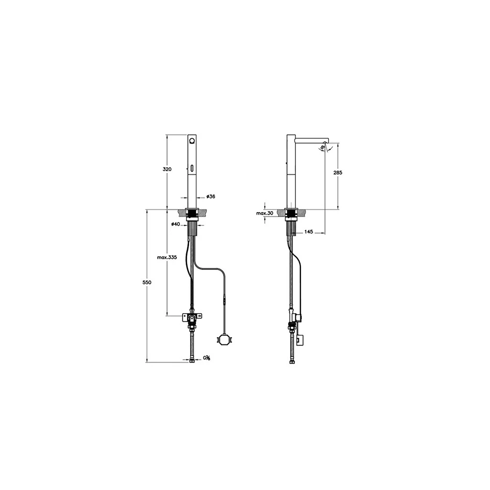 Vitra Aquasee Origin Temassız Pilli Tek Su Girişli Mat Siyah Yüksek Lavabo Bataryası A4722436WTC 2