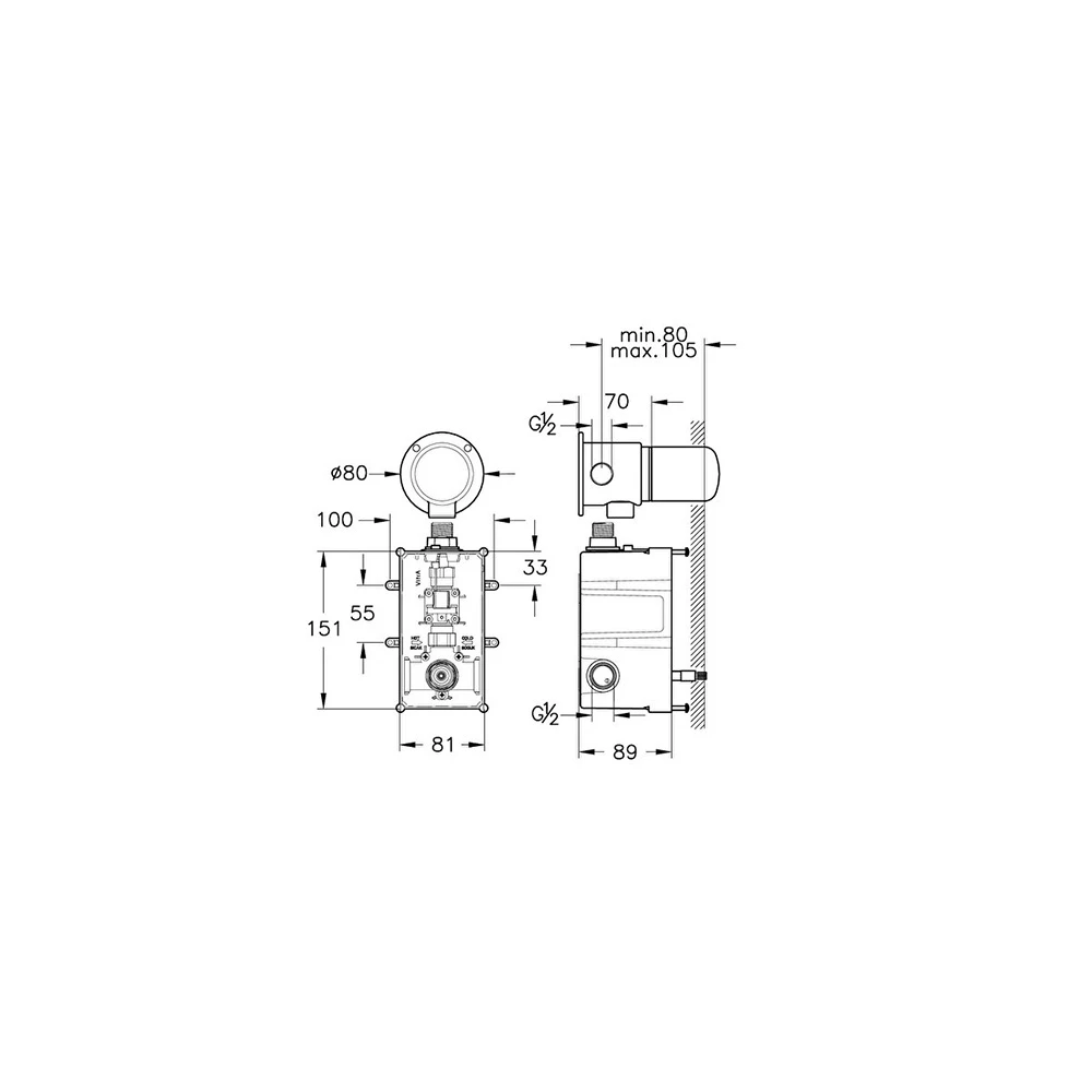 Vitra Aquasee Origin Temassız Sıva Altı Ankastre Lavabo Bataryası A47112 2
