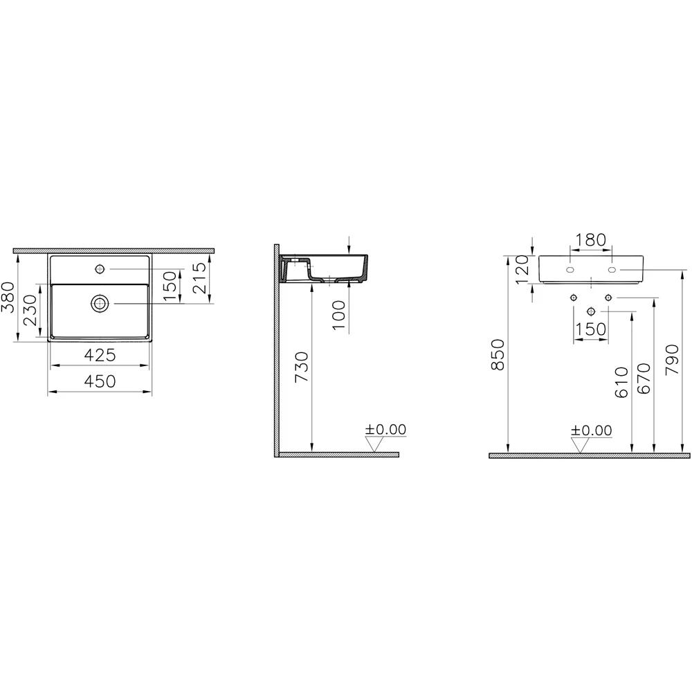 Vitra Archiplan 45x38 Cm Mat Terra Rosa Lavabo - 7400B477-0001 2