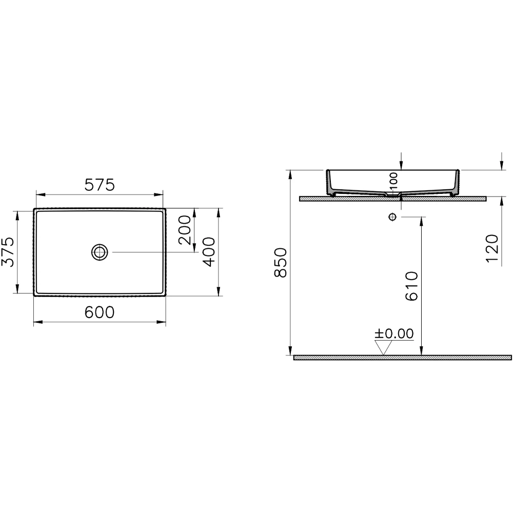 Vitra Archiplan 60x38 Cm Çanak Lavabo - 7441B403-0016 2