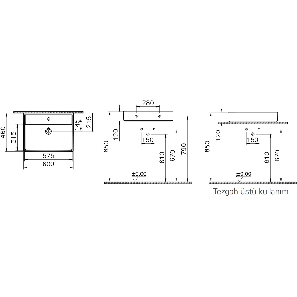 Vitra Archiplan 60x47 Cm Mat Terra Rosa Tezgahüstü Lavabo - 7414B477-0631 2