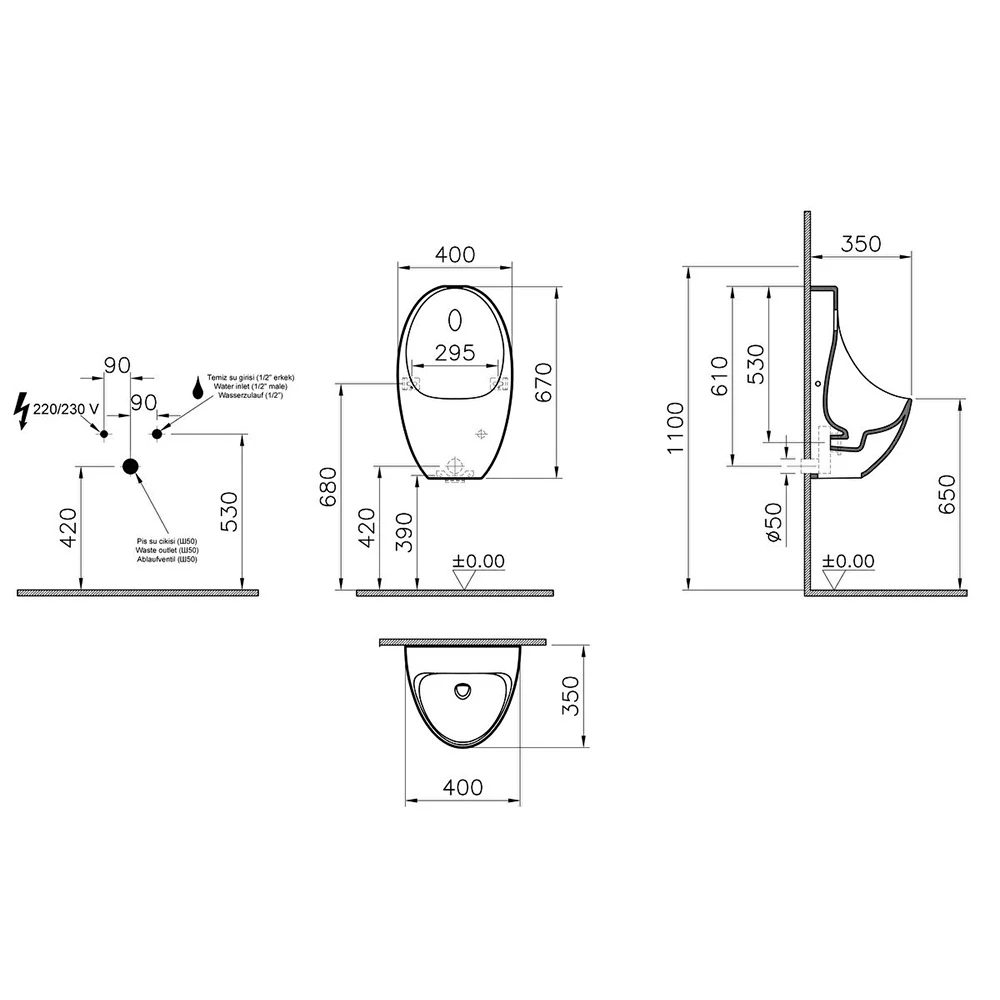 Vitra Arkitekt Rim-Ex Elektrikli Pisuvar 5999B003-5556 2