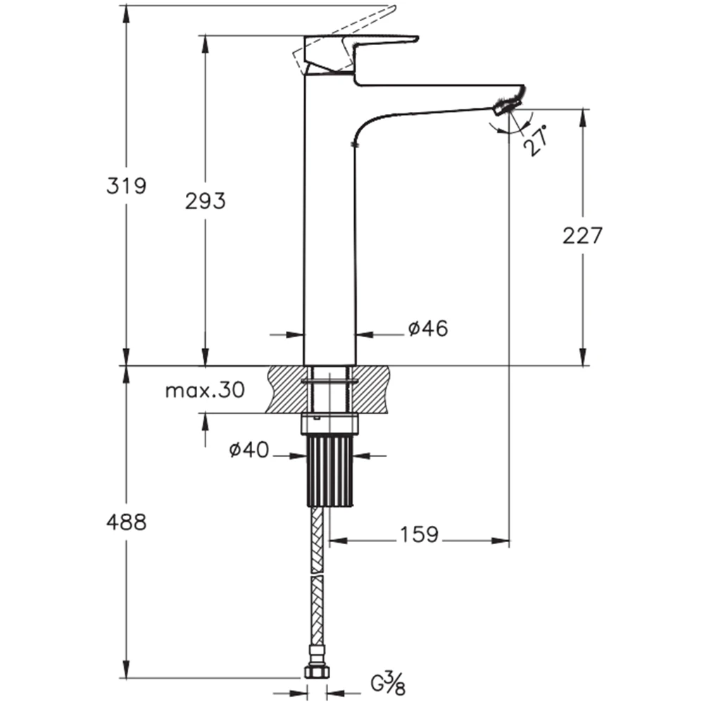 Artema Flow Soft BluEco Yüksek Lavabo Bataryası - A43010ENR 2