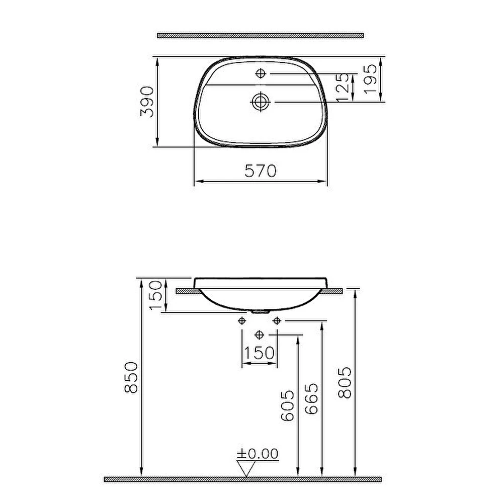 Vitra Frame 55x39 Cm Mat Siyah Tezgahüstü Lavabo 5696B483-0041 2