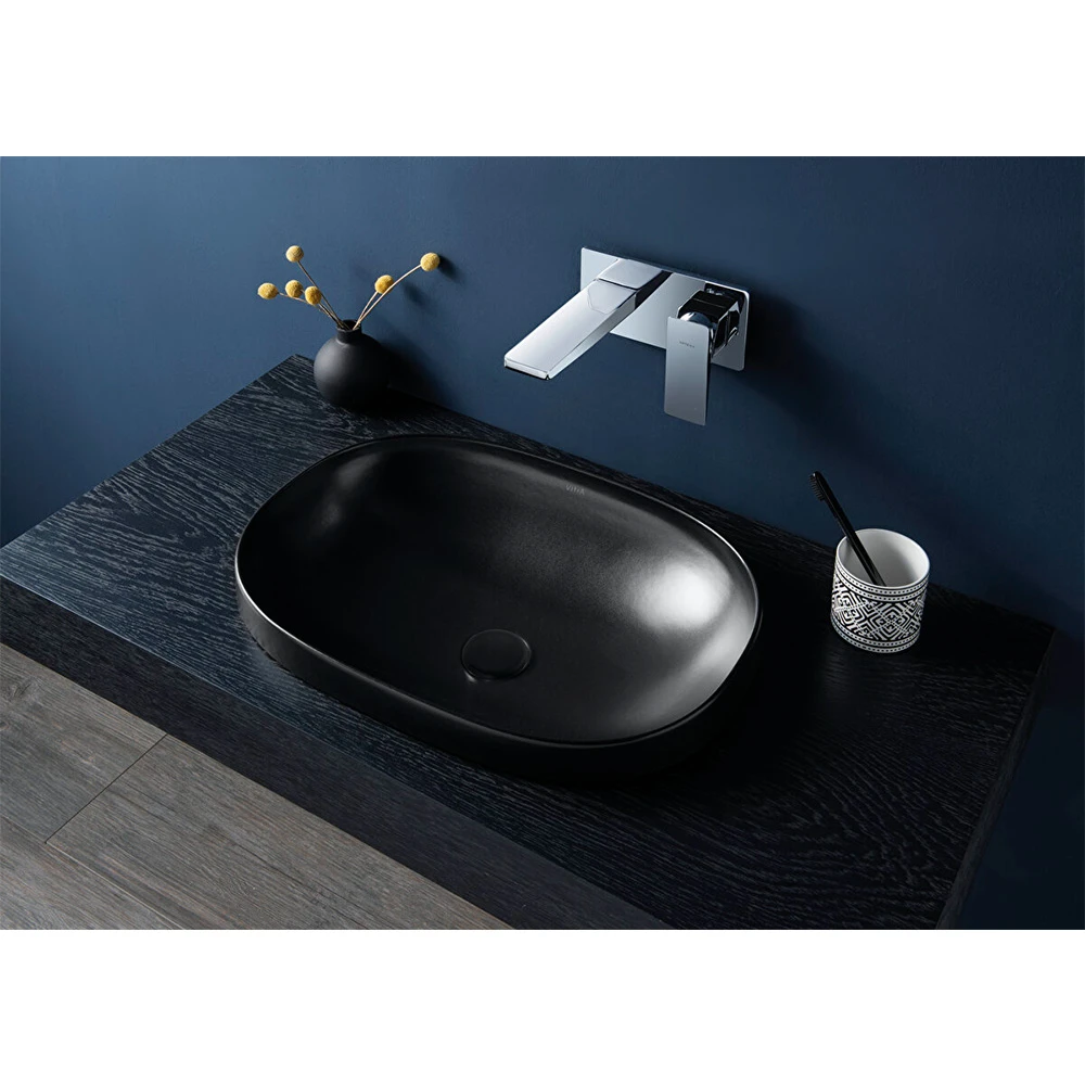 Vitra Frame 55x39 Cm Oval Mat Siyah Tezgahüstü Lavabo 5652B483-0016 2