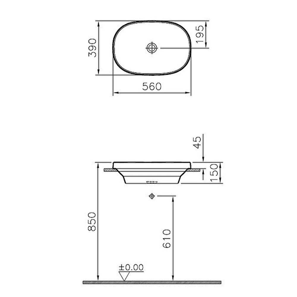 Vitra Frame 55x39 Cm Oval Tezgahüstü Lavabo 5652B403-0016 3