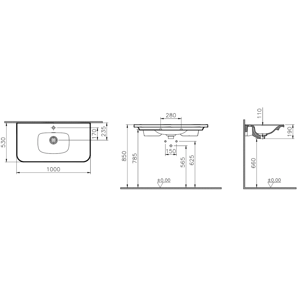 Vitra Gala 100x52 Cm Etajerli Lavabo - 7920B403-2280 2