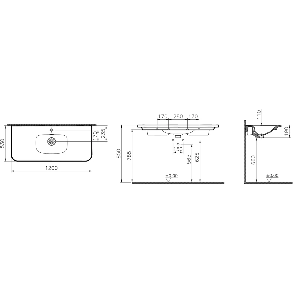 Vitra Gala 120x52 Cm Etajerli Lavabo - 7921B403-2280 2