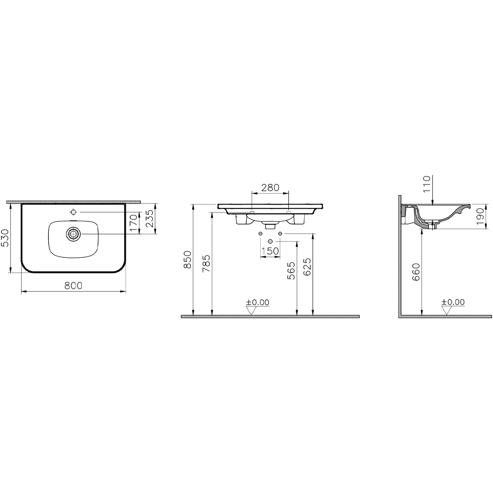 Vitra Gala 80x52 Cm Etajerli Lavabo - 7919B403-2280 2