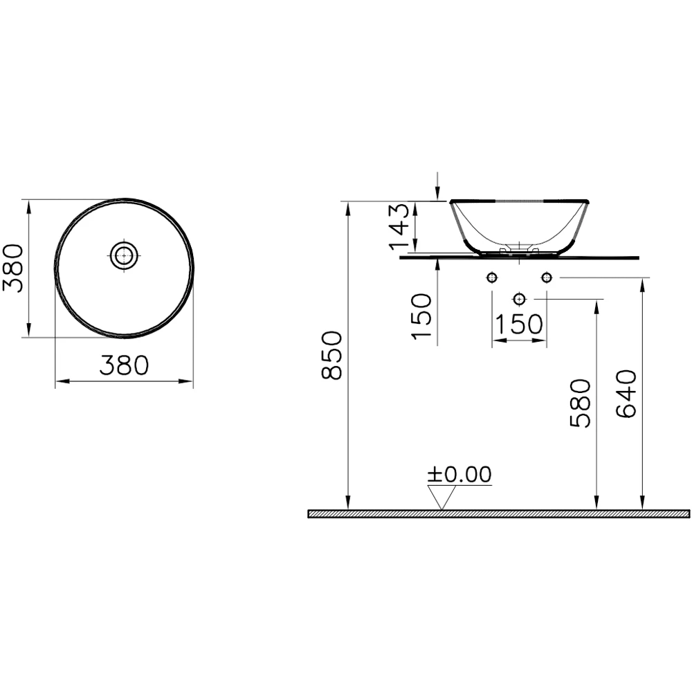 Vitra Geo 40x38 Cm Mat Kum Beji Çanak Lavabo - 7421B022-0016 2