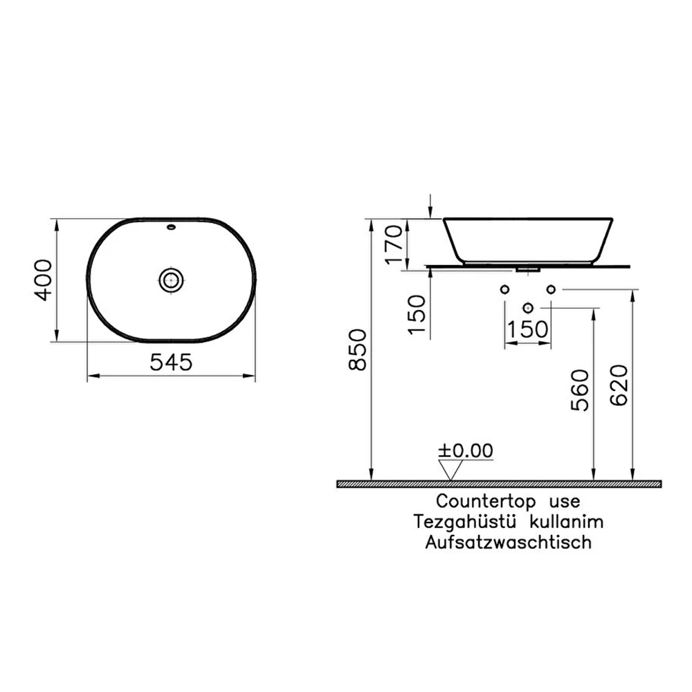 Vitra Geo 55x40 Cm Oval Çanak Lavabo 7427B003-0012 3