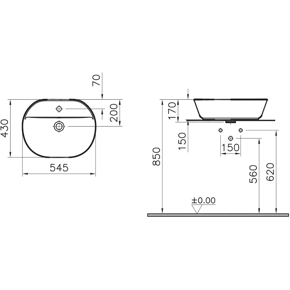 Vitra Geo 55x43 Cm Oval Çanak Lavabo - 7428B003-0001 4