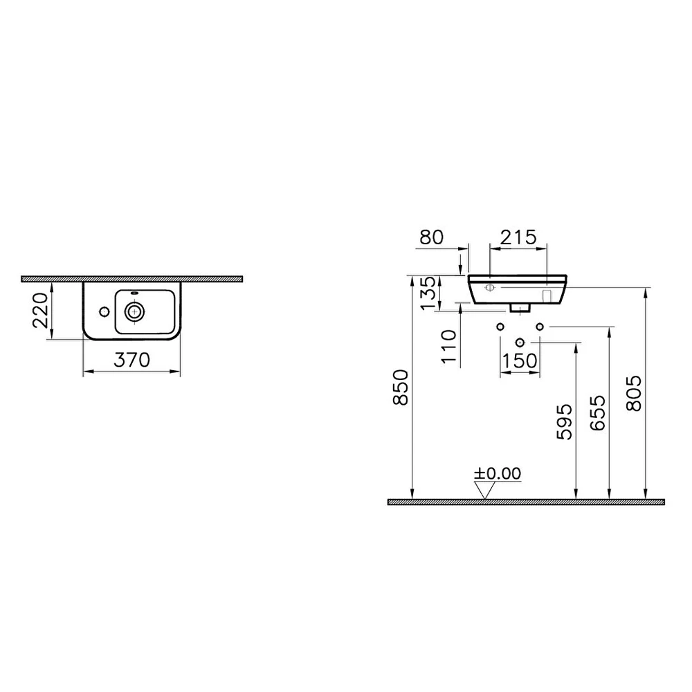 Vitra Integra 35x22 Cm Dikdörtgen Lavabo 7090L003-0028 3
