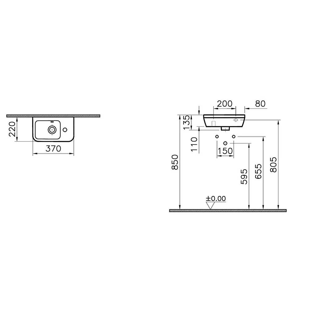 Vitra Integra 35x22 Cm Dikdörtgen Lavabo 7091L003-0029 3