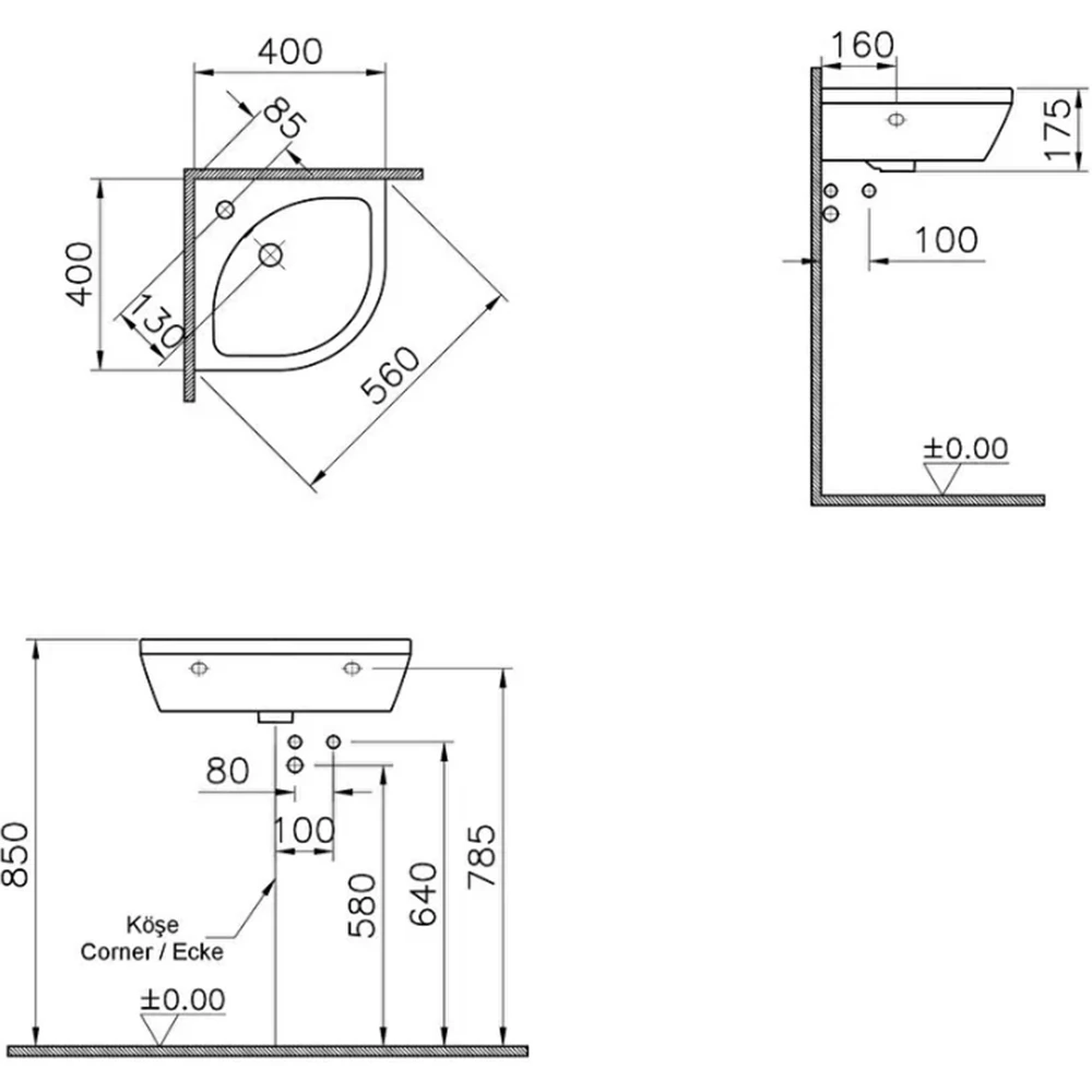 Vitra Integra 40x40 Cm Yuvarlak Lavabo - 7336L003-0999 2