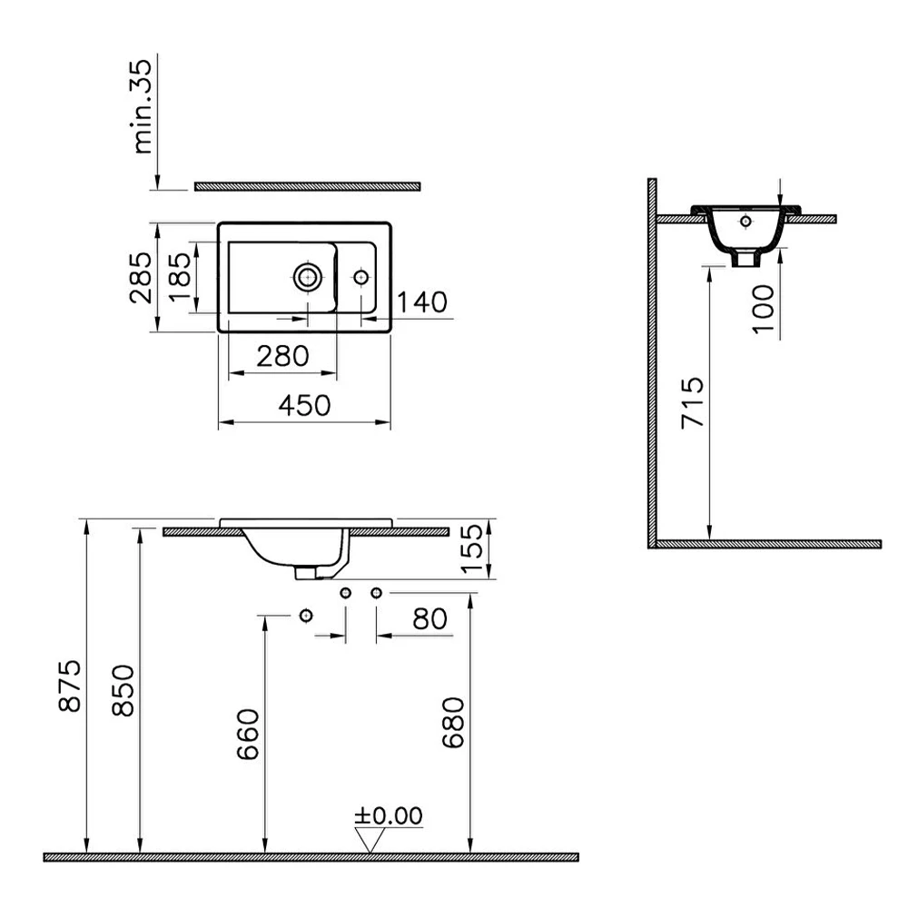 Vitra Integra 45x29 Cm Etajerli Lavabo 7034B003-0001 3