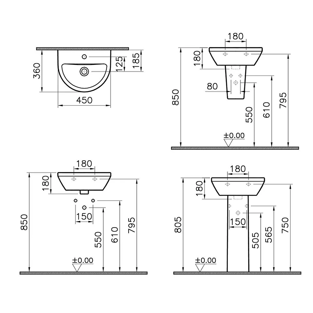 Vitra Integra 45x36 Cm Yuvarlak Lavabo 7065L003-0001 3