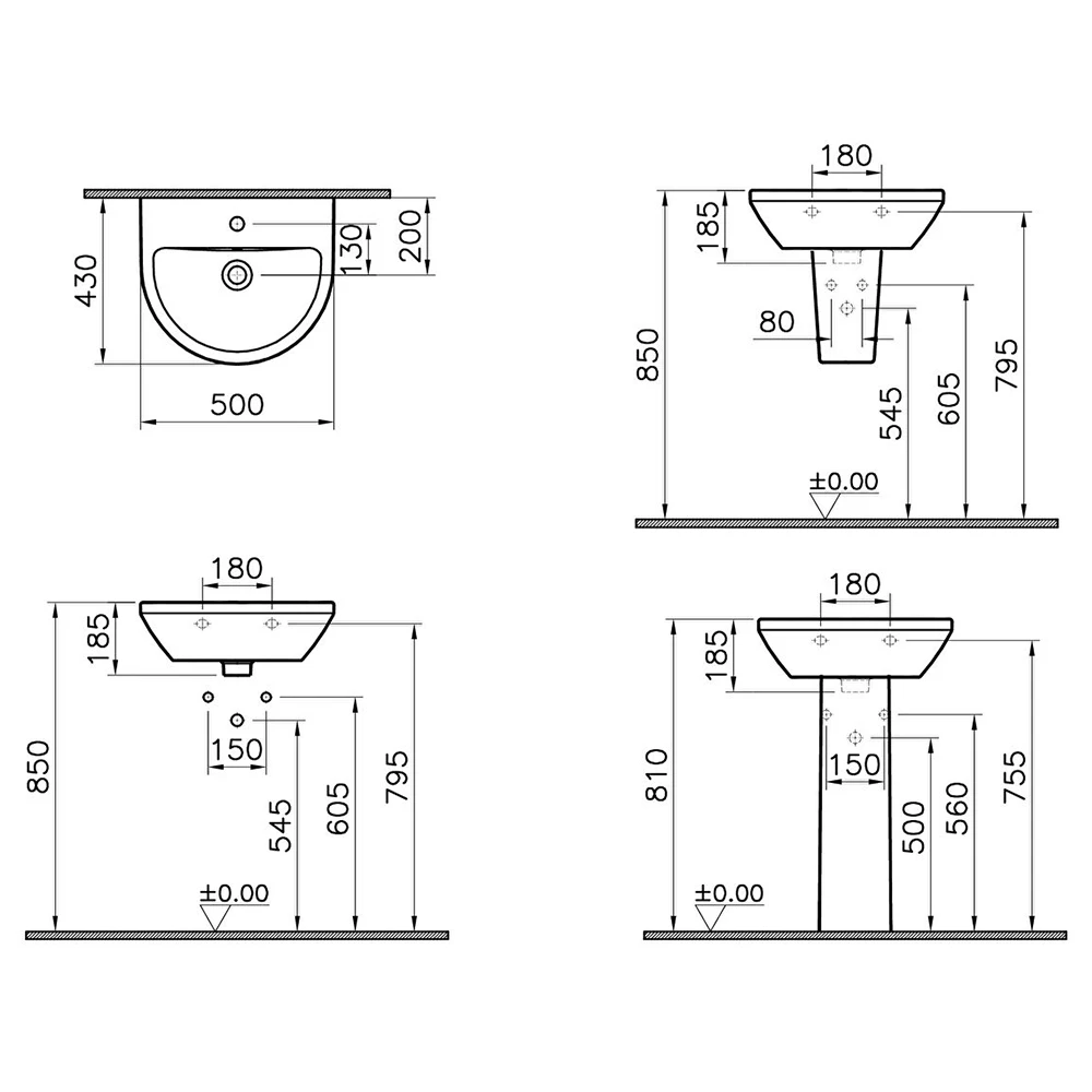 Vitra Integra 50x43 Cm Yuvarlak Lavabo 7066L003-0001 3