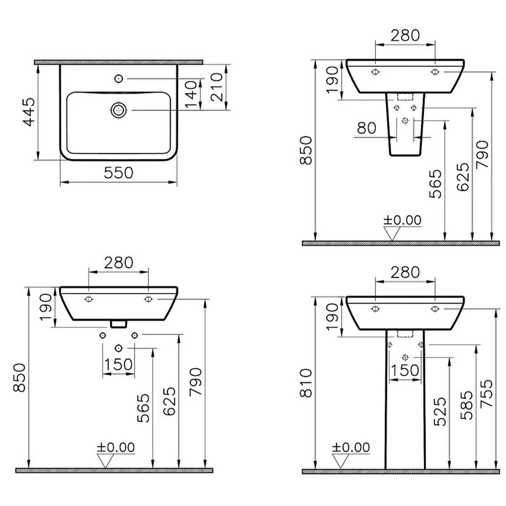 Vitra Integra 55x45 Cm Dikdörtgen Lavabo 7049L003-0001 3